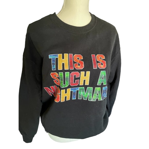 Gildan Womens This Is Such A Nightmare Sweatshirt Heavy Blend Size M Black - Picture 1 of 5